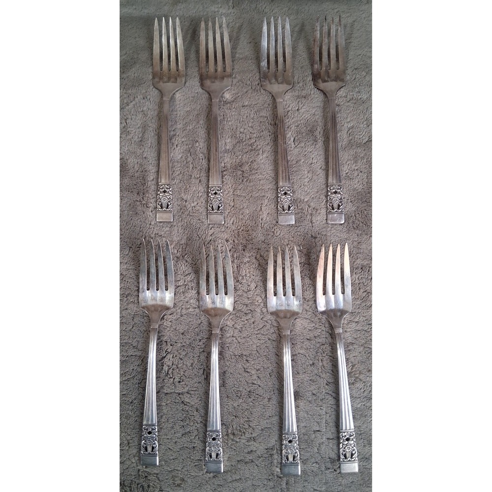 Vintage Oneida Community Coronation 1936 Silverplate Salad Forks Set of 8